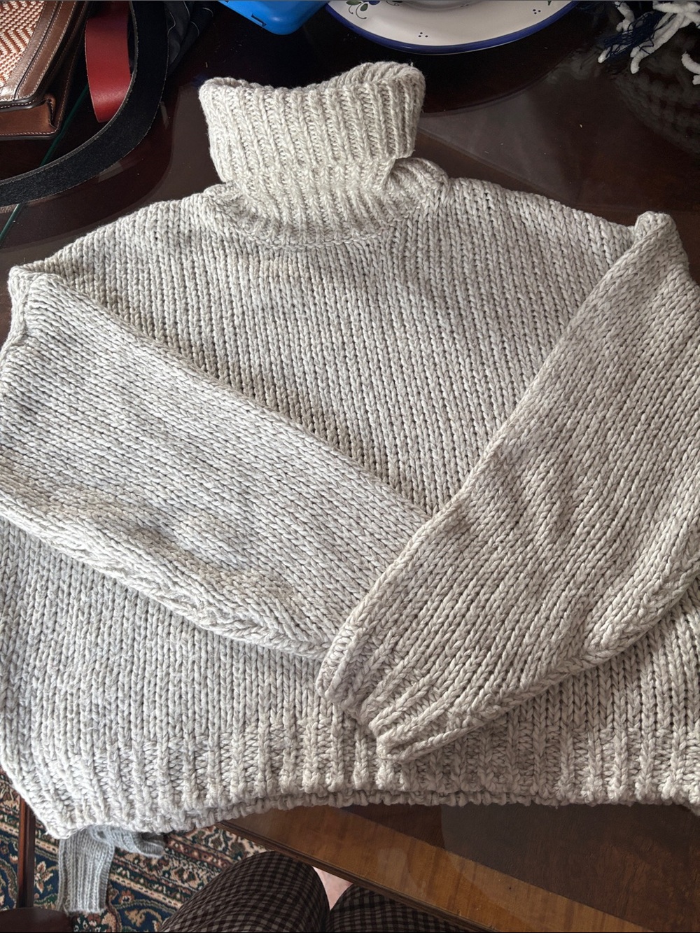 H&M Cream Turtleneck Chunky Knit Sweater